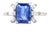 1.5 Ctw Emerald Cut Blue Sapphire Diamonds Wedding Ring Size 5.5 For Sale