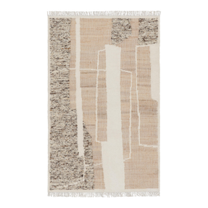 Rug & Kilim’s Abstract Flatweave with Cream and Beige Geometric Patterns - 3x10