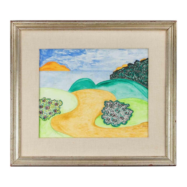 Romualdo Battaglia, The Sea and the Pine Forest, Mixed Media Drawing, 1978 For Sale