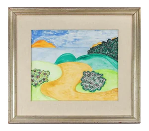 Romualdo Battaglia, The Sea and the Pine Forest, Mixed Media Drawing, 1978