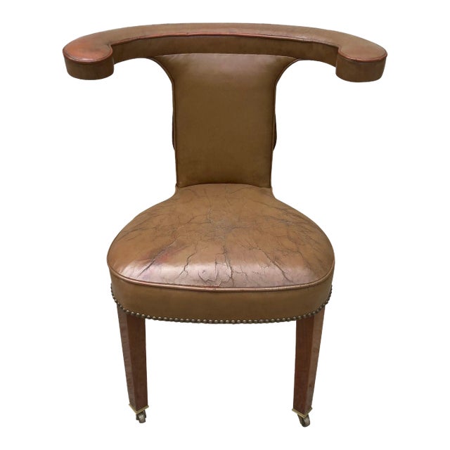 Late 19th Century English Leather Cock Fighting Chair For Sale