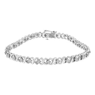 .925 Sterling Silver 1/3 Cttw Miracle Plate Round-Cut Diamond Infinity Link Bracelet - Size 7.25" For Sale