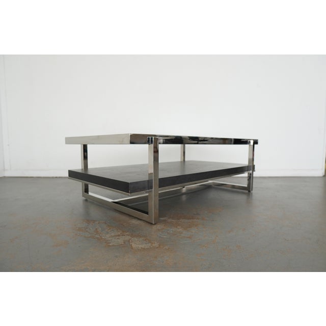 Vintage Chrome & Glass Coffee Table For Sale - Image 4 of 11
