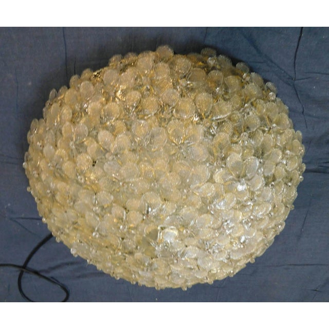 Vintage Italian flush mount with clear and gold hand blown Murano glass flowers / Made in Italy in the 1960s by Barovier e...
