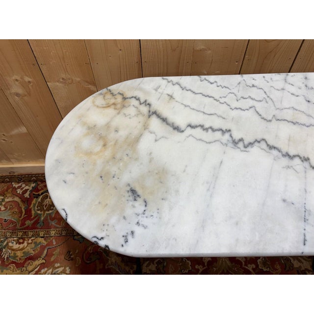 Antique Bistro Table in White Marble and Cast Iron, 1890s For Sale - Image 3 of 8