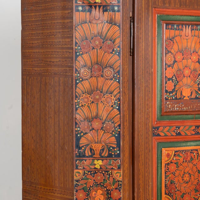 Wood 19th-Century Original Red Painted Hungarian Armoire For Sale - Image 7 of 12