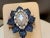3 Ct Blue Sapphire & 1.5 Ct Diamond Flower Ring in 18 Kt Two Tone Gold Size7 For Sale - Image 16 of 18