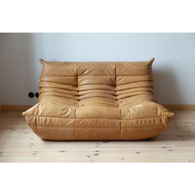 Togo Set in Camel Leather, 1970s, Set of 5 For Sale - Image 6 of 13