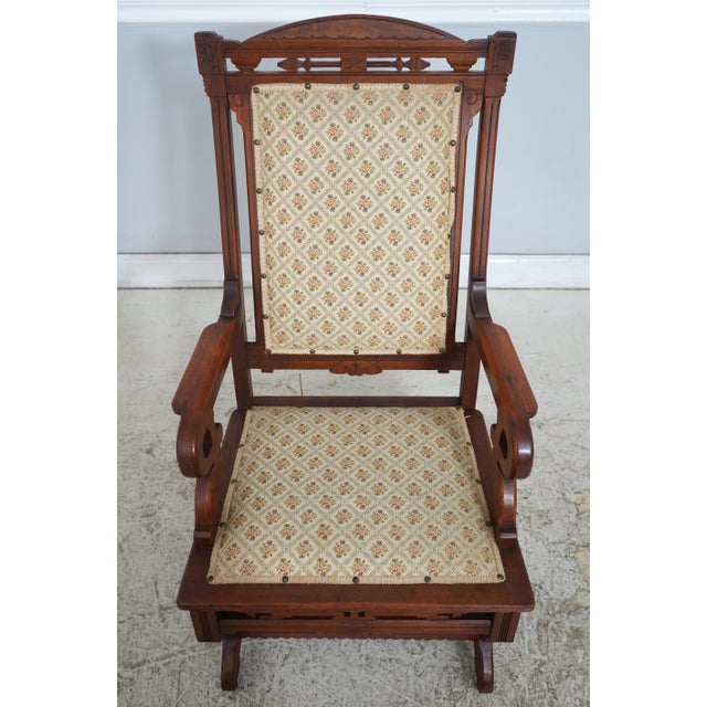 Age: c1890s Details: Vintage Victorian Rocker Eastlake Design Rolling Casters Spring Driven Fine Carved Details Quality...