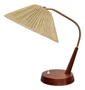 Vintage Danish Teak & Sisal Table Lamp from Temde Leuchten, 1960s