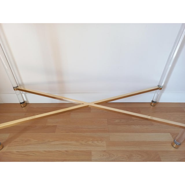 Console in Acrylic Glass and Gold Metal, 1980s For Sale - Image 4 of 9