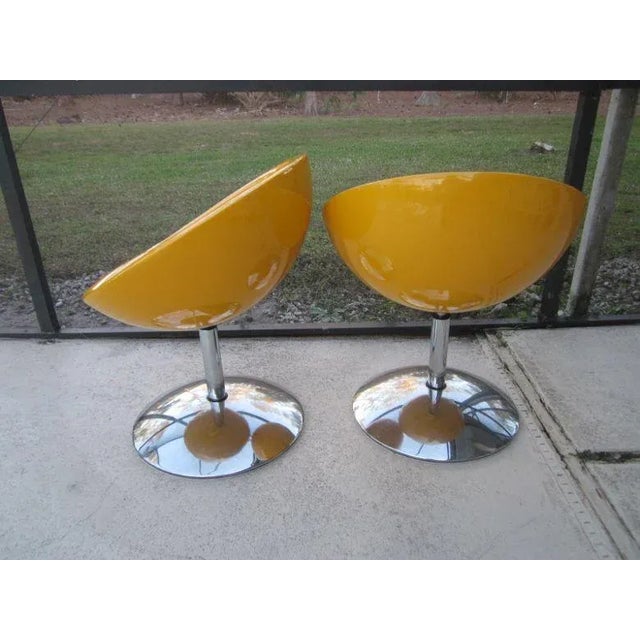 1970s 1970s Vintage Space Age Half Egg Chairs with Chrome Pedestal Bases From 1970s For Sale - Image 5 of 12