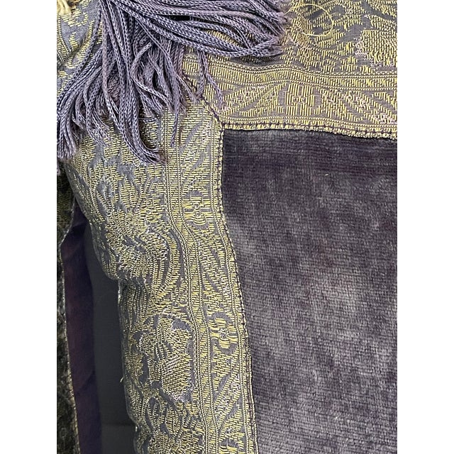Textile Pair Marroccan Velvet Pillows With Gold Brocade Trim and Tassels For Sale - Image 7 of 10