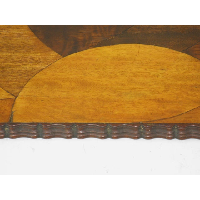 Chestnut Mid 20th Century Rare Art Deco, Circle Marquetry Wooden Tray Mod Era, Mid Century Modern For Sale - Image 8 of 18