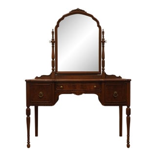 Vintage Antique Flame Mahogany French Regency Style 48" Vanity W. Mirror For Sale
