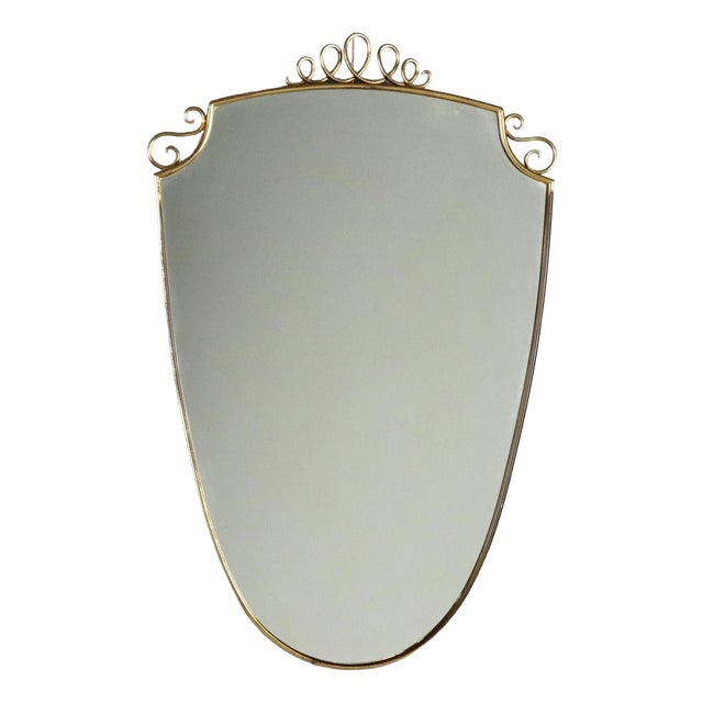 Vintage Mirror with Brass Frame, 1950s For Sale