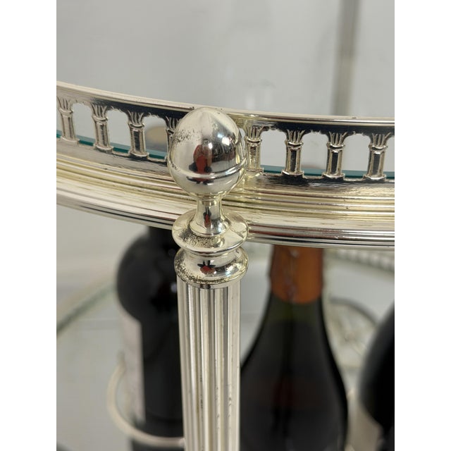 Metal Mid-Century Circular Chrome-Plated Brass Bar Cart, 1960s For Sale - Image 7 of 12