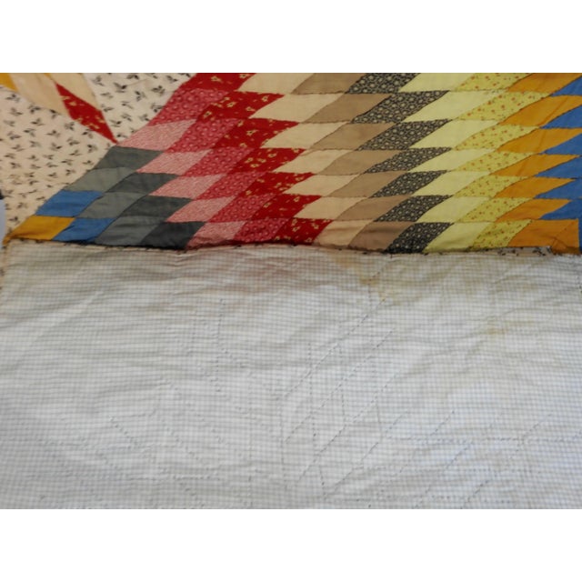 Vintage Handmade Star Quilt For Sale - Image 9 of 11