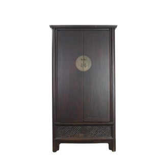 Late 19th Century Hand Carved Apron Antique Chinese Cabinet For Sale