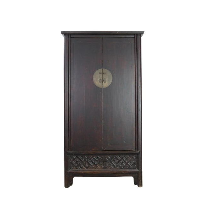 Late 19th Century Hand Carved Apron Antique Chinese Cabinet For Sale