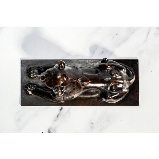 Art Deco Style Antique Recumbent Lion Cast Metal Statue Sculpture Home Decor For Sale - Image 9 of 11