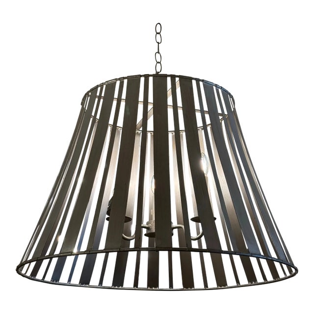 Late 20th Century Rustic Industrial Lattice Drum Chandelier For Sale