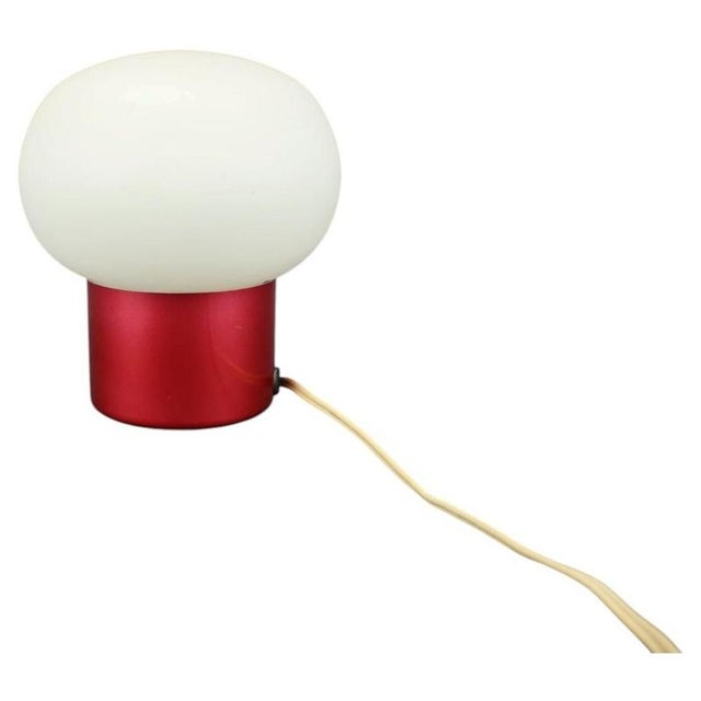 Czechoslovak Space Age Burgundy Red Opaline Glass Table Lamp, 1970s For Sale - Image 9 of 9