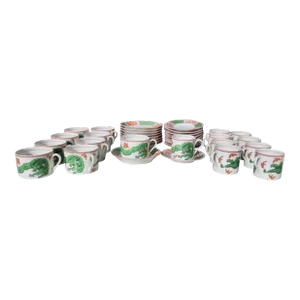 Fitz and Floyd Dragon Crest Coffee and Expresso Cups and Saucers, Set of 36