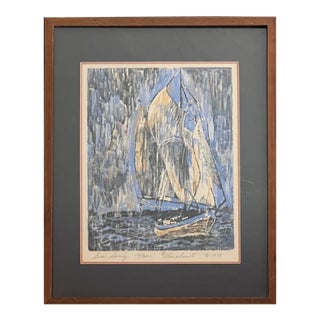 1980s Signed and Numbered Print Sea Song E. Marchant, Framed For Sale