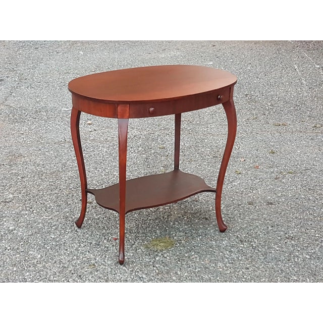 Circa 1940/1950 Mahogany Oval One Drawer Two-Tier End Table For Sale - Image 9 of 11