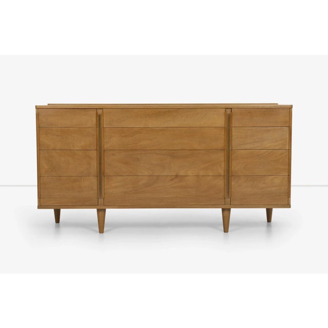 Edward Wormley for Dunbar triple dresser in mahogany wood,1952 Model 5272 features 12-drawer storage with solid turned...