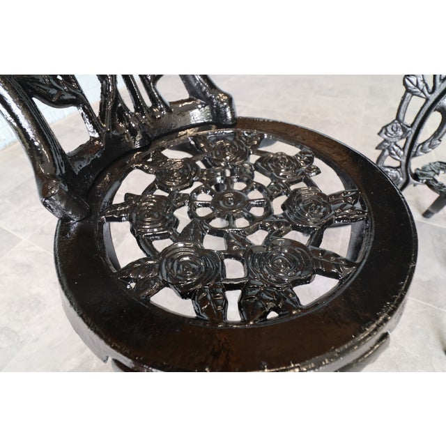 American Cast Iron Rose Garden Bistro Set, Mid-20th Century For Sale - Image 11 of 16