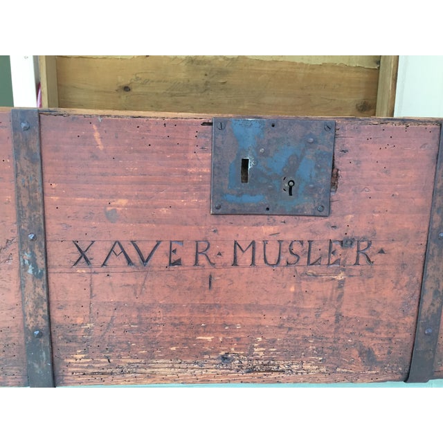 19th Century German-American Iron-Bound Wooden Trunk, 19th Century For Sale - Image 5 of 14