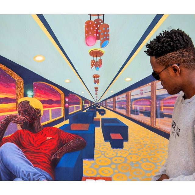 2020s "Lounge Nineteen", Large Scale Oil and Acrylic on Canvas Painting by Ara Deinde For Sale - Image 5 of 5