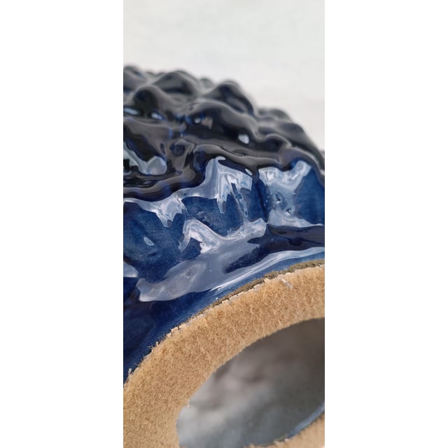 Metal Large Pineapple Lamp in Blue Ceramic, 1970s For Sale - Image 7 of 9