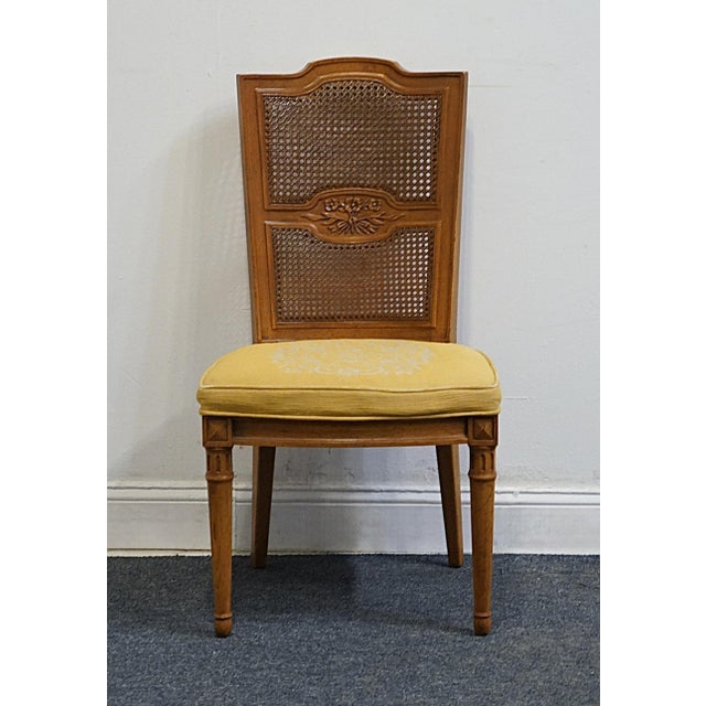 Henredon Henredon Furniture Walnut Italian Mediterranean Cane Back Dining Side Chair For Sale - Image 4 of 10