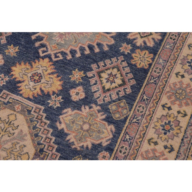 Bohemian Kazak Tribal Light Blue/Beige Wool Rug - 4'0''x6'1'' For Sale In New York - Image 6 of 10