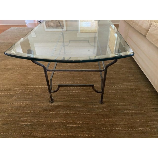 1960s Mid-Century Iron and Glass Rectangular Coffee Table For Sale - Image 5 of 6