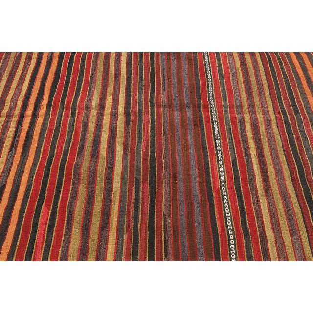 Mid 20th Century Striped Vintage Turkish Kilim Rug For Sale - Image 4 of 7