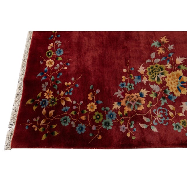 1920s Antique Art Deco Chinese Wool Rug 8 Ft 9 in X 14 Ft. For Sale - Image 5 of 13