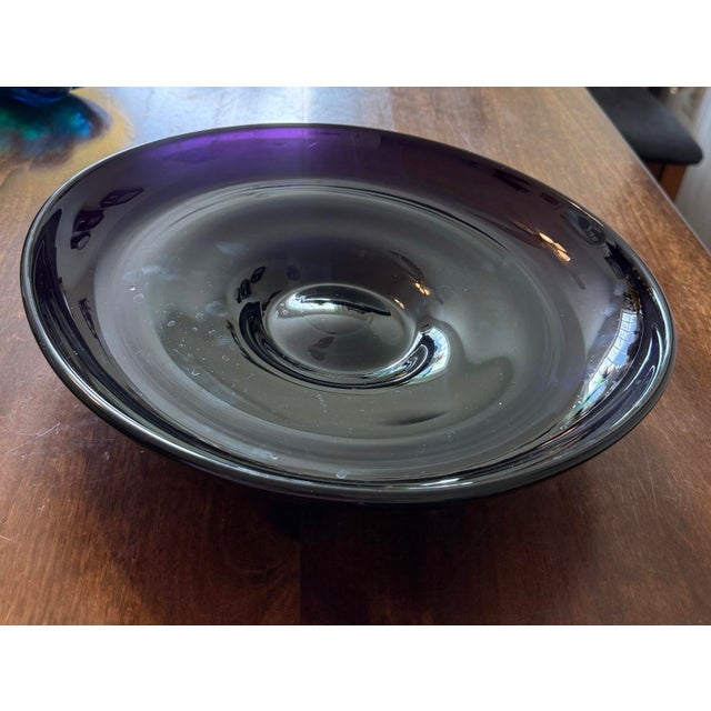 This “black amethyst” substantial centerpiece bowl is highly prized for its deep, saturated color that appears jet black...