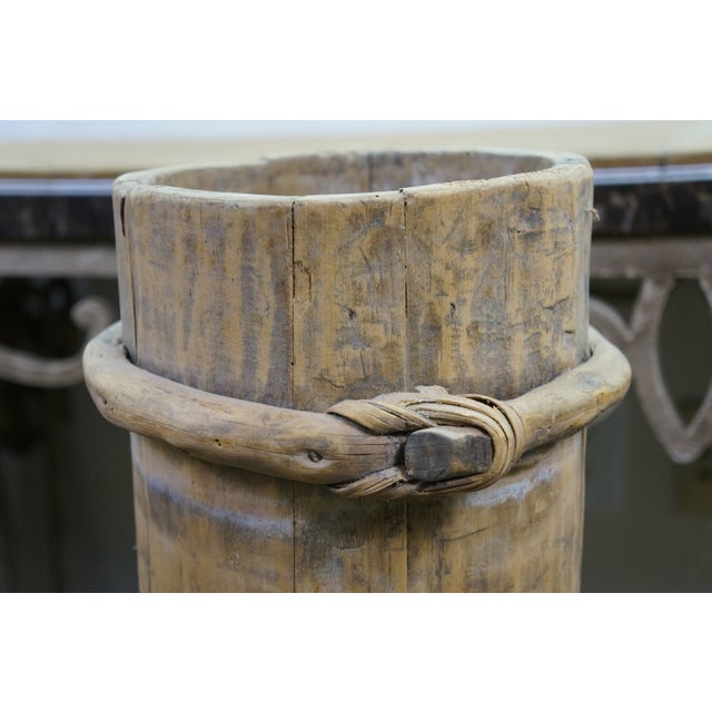3 Antique Tibetan Wood Yak Butter Churn Buckets For Sale - Image 10 of 17
