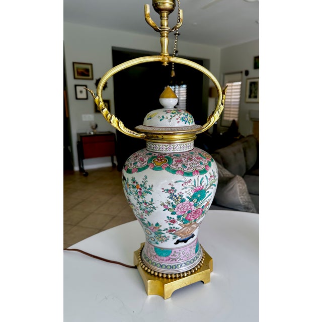 Single Late 19th Century Chinese Famille Rose Porcelain Vase Mounted Table For Sale - Image 16 of 18