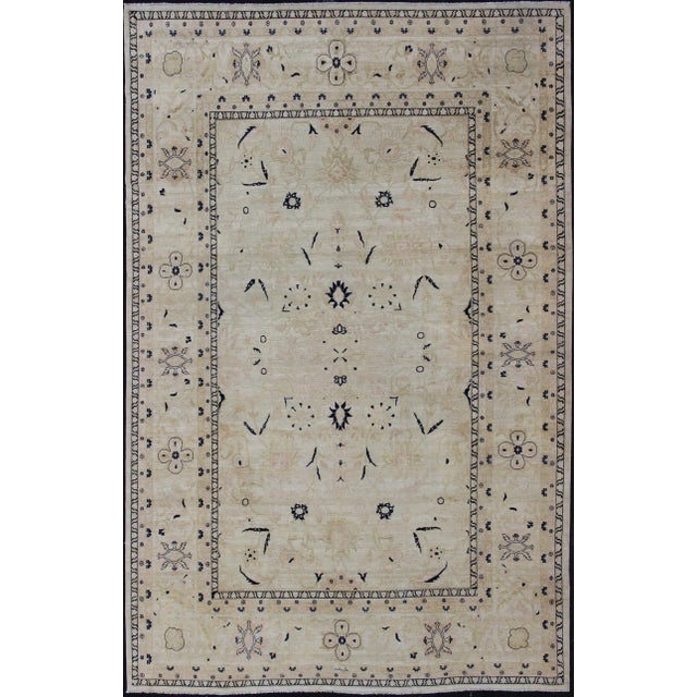 Keivan Woven Arts Tabriz Rug With Beige Field and Deep Indigo 12' X 17'4 For Sale - Image 13 of 13