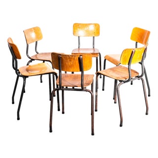 Elbe Steel Grey Stacking Dining Chair, 1950s, Set of 6 For Sale