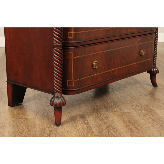 Edwardian Style Custom Mahogany Inlaid High Chest Of Drawers For Sale - Image 9 of 18
