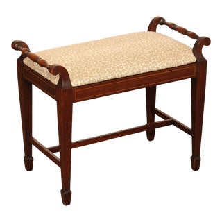 1940's Hepplewhite Style Inlaid Mahogany Vanity Bench For Sale
