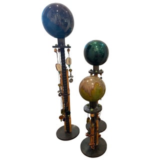 Celestial Meets the Sea-Brutalist Industrial Sculpture - Set of 3 For Sale