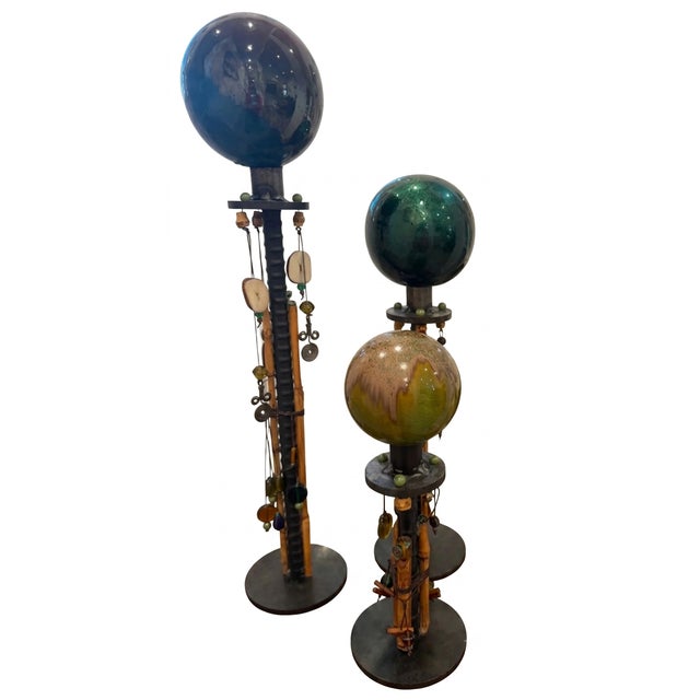 Celestial Meets the Sea-Brutalist Industrial Sculpture - Set of 3 For Sale