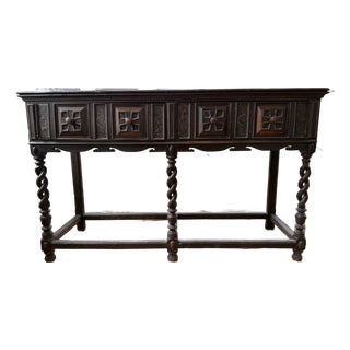 Antique Jacobean Server With Barley Twist Stretcher For Sale